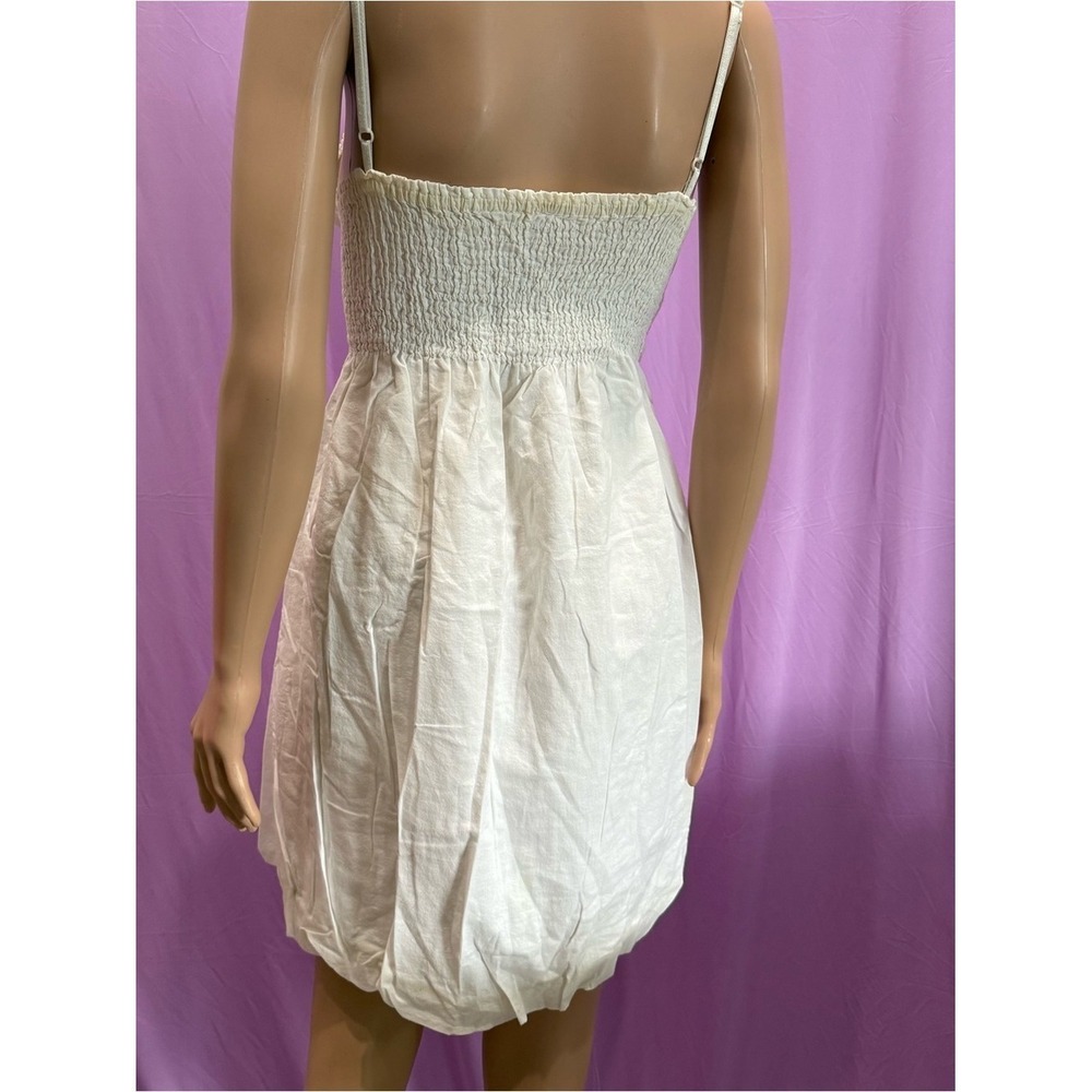 White Embroidered Floral Spaghetti Strap Smocked Mini Sundress - Picture 7 of 8